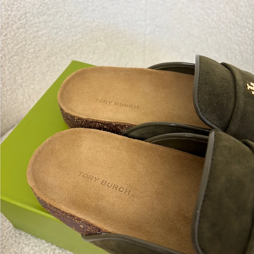 Tory Burch Green Suede Loafers Size 10.5